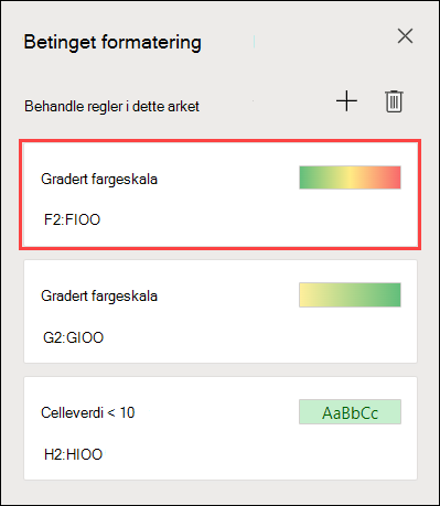 Tre fargeskalaformatering