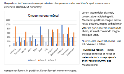 Sette inn et diagram i Word-dokumentet med kopier og lim inn