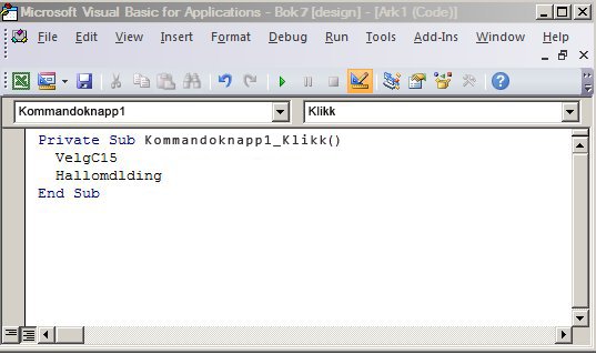 En underrutine i Visual Basic Editor