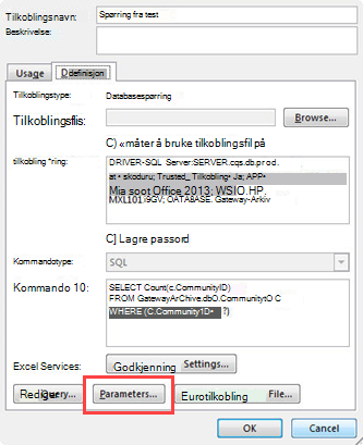Dialogboksen Tilkoblingsegenskaper