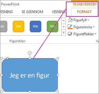 Tegneverktøyene åpnes når en figur merkes