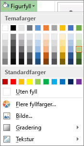 Fargealternativmenyen for Figurfyll
