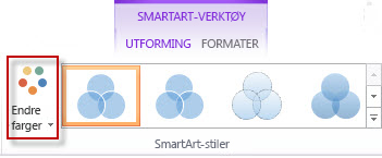 Endre farger-alternativet i gruppen SmartArt-stiler