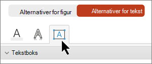 Tekstboks for tekstalternativer-fanen er merket.