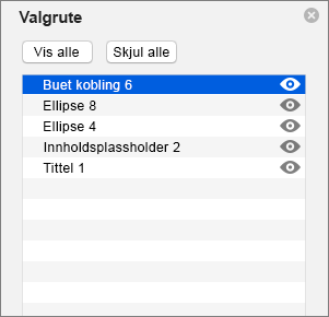 viser valgruten i PowerPoint 2016 for Mac