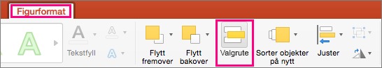 Viser Figurformat-fanen i PowerPoint 2016 for Mac