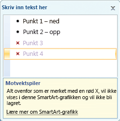Tekstrute med rød X