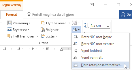 Flere rotasjonsalternativer på Roter-menyen