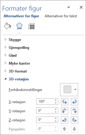 X-rotasjon i Effekter-fanen