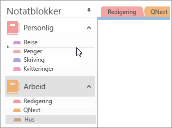 Dra deler fra én notatblokk til en annen