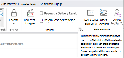 Velg Alternativer for meldingsalternativer > fra en ny e-postmelding