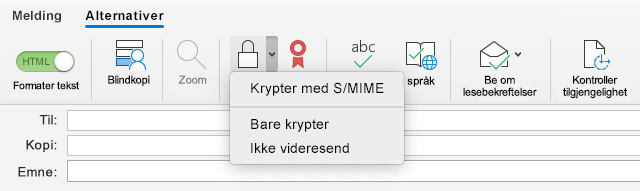 Alternativet Krypter med S/MIME