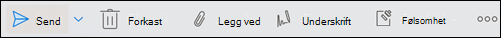 Følsomhetsmenyen på verktøylinjen.