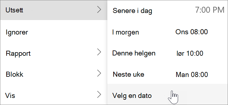 Bruke utsett i nye Outlook for Windows