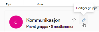 Velg Rediger gruppe ved siden av gruppenavnet.
