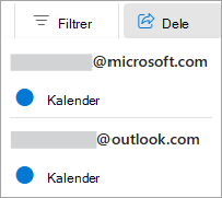 Velg Del kalender fra båndet