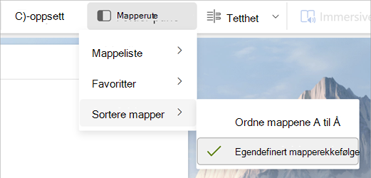 Velg mapperute, sorteringsmapper, egendefinert mapperekkefølge