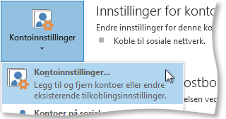 Kommandoen Kontoinnstillinger i Backstage-visningen