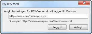 Skriv inn URL-adressen til RSS-feeden