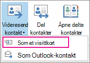 Videresend kontakt som et visittkort