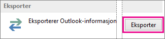 avanserte alternativer for Outlook – eksporter