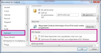 Synkronisere RSS-feeder