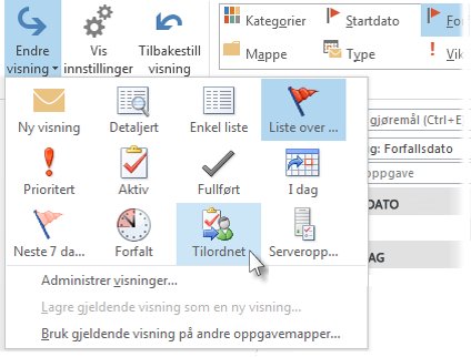 Kommandoen for visning for tilordnet oppgave på båndet