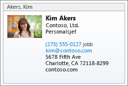 VCard for en kontakt