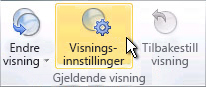 Kommandoen Vis innstillinger på båndet
