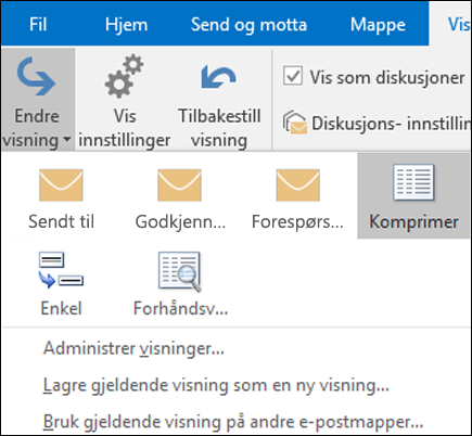 Velg Endre visning for å velge en ny visning.
