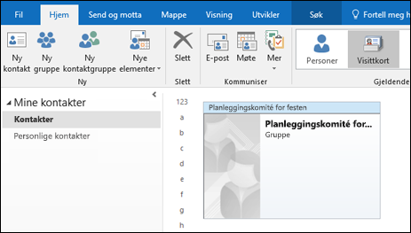 Dobbeltklikk en kontaktgruppe for å legge til medlemmer.