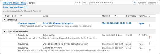 Du kan legge til flere kolonner i listevisningen.