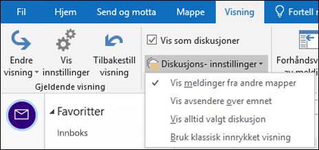 Fjern merket for Vis avsendere over emnet.
