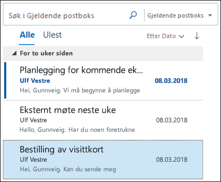 Du kan vise meldingene dine med emnet øverst.