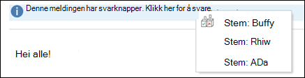 Klikk på informasjonslinjen for å stemme.