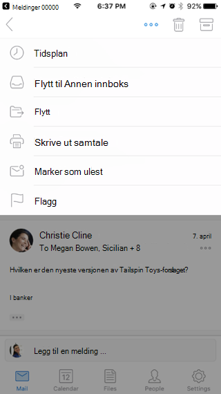 Handling på en melding
