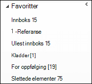 Favoritter øverst i navigasjonsruten