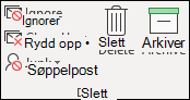 Ignorer, rydd opp, slett, arkiver