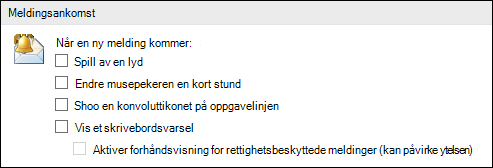 Alternativer for meldingsankomst