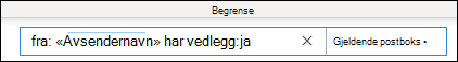 Søk etter fra og vedlegg