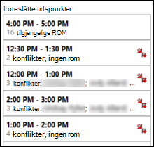 Foreslåtte tidspunkt