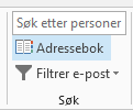 Adresseboken er på høyre side av Hjem-fanen.