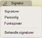 Signaturalternativ i meldingen i Outlook for Mac