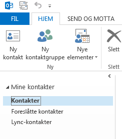 Høyreklikk kontakter-mappen under Mine kontakter.