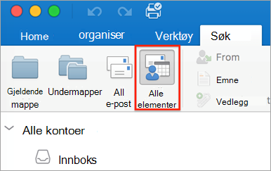 Viser Alle elementer-knappen på Søk-fanen