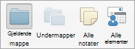 Viser søkealternativene for notater