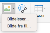 Viser bildealternativer for sett inn signatur