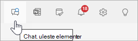 Skjermbilde av Outlook-topptekst med Teams-chat valgt