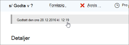 Et skjermbilde viser at kalenderhendelsen er godtatt.