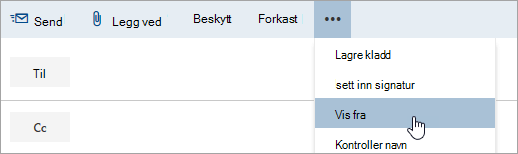 Et skjermbilde av alternativet Vis fra